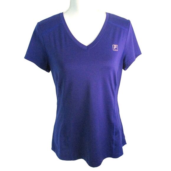 Fila Sport Women's Purple Short Sleeve Stretch Work Out Shirt Size Medium - Picture 1 of 8